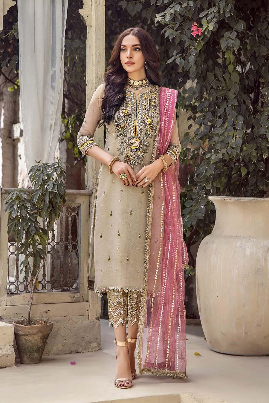 Khuda Baksh Gold-Brown Masuri Net Suit (P-239)