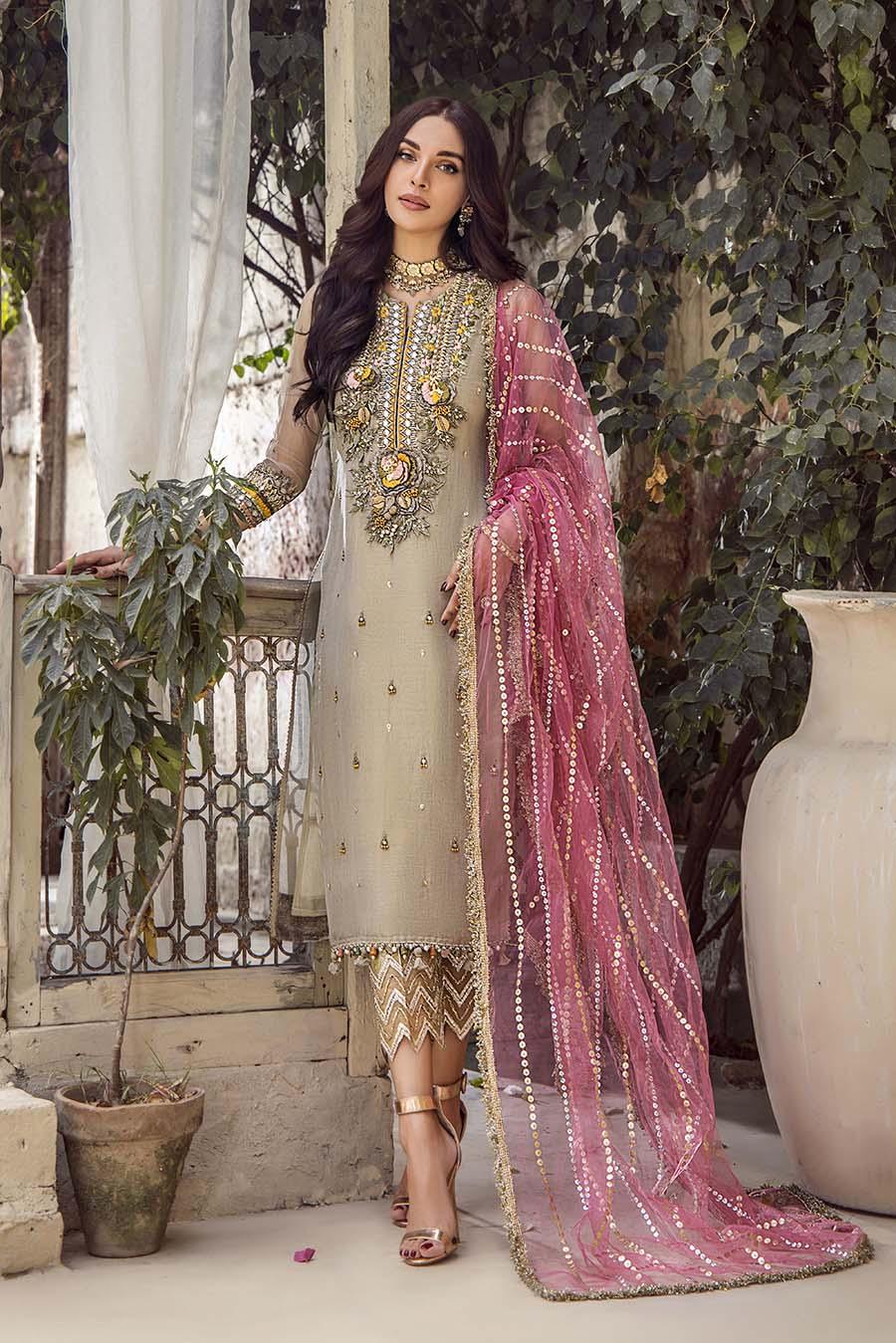 Khuda Baksh Gold-Brown Masuri Net Suit (P-239)