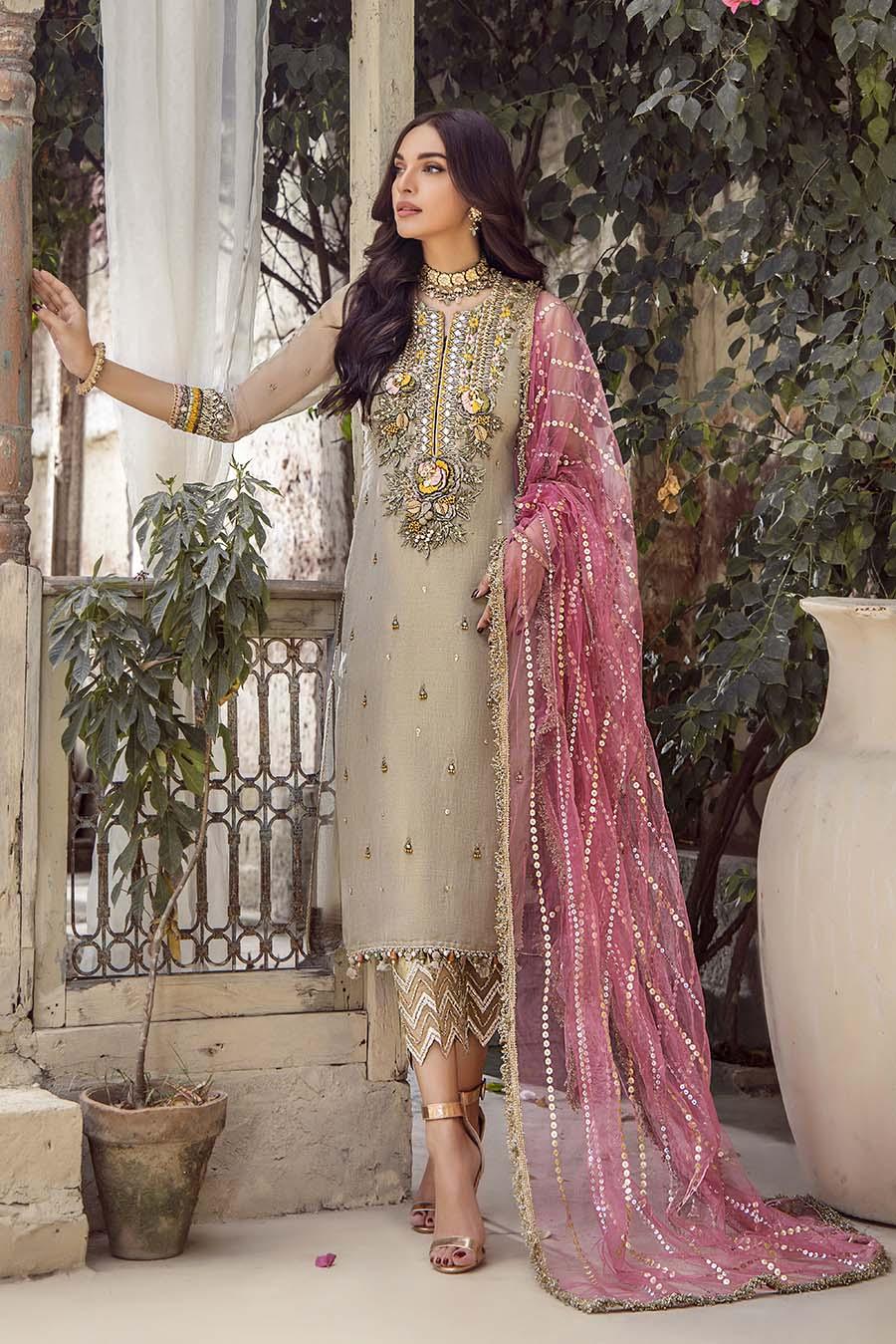 Khuda Baksh Gold-Brown Masuri Net Suit (P-239)