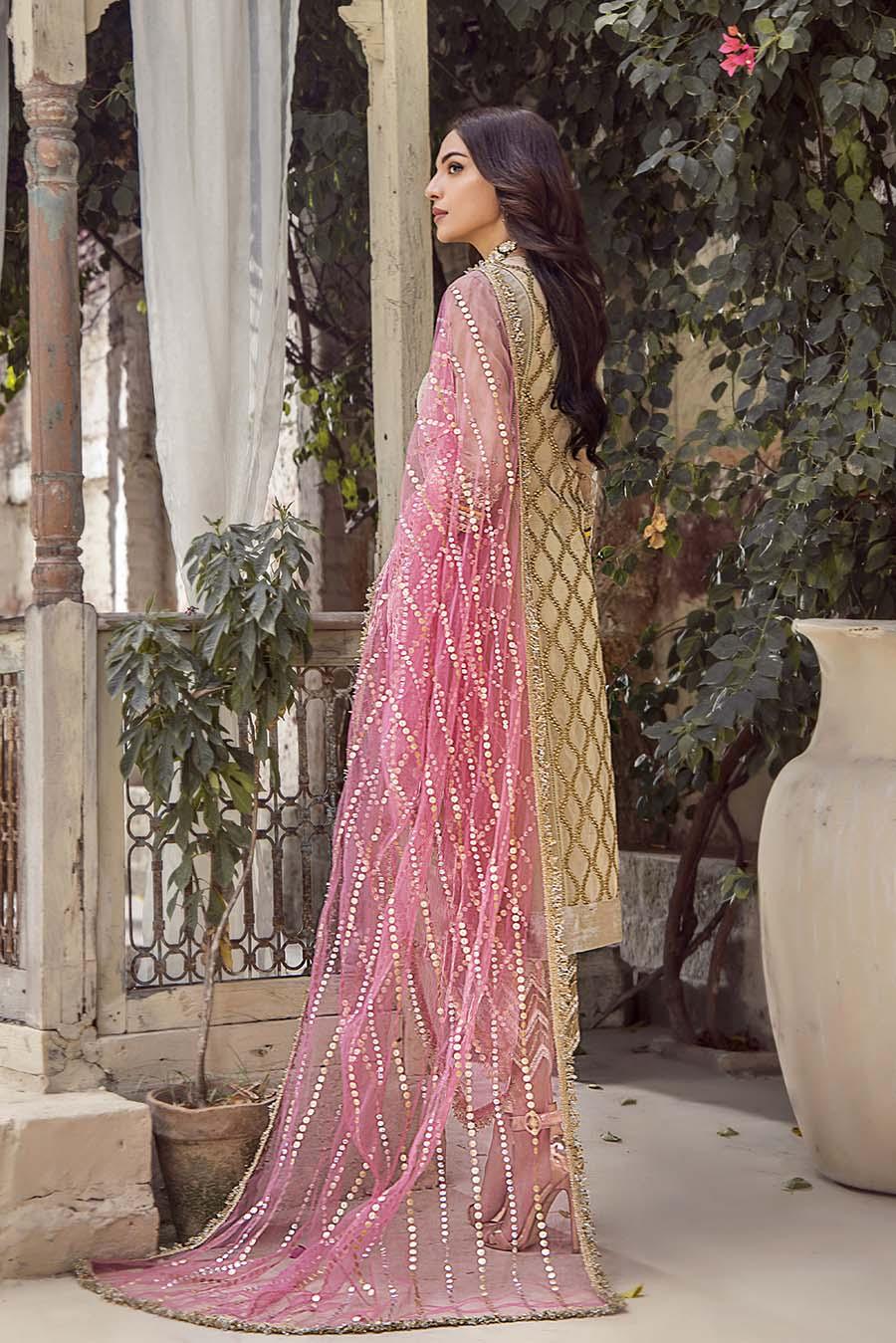 Khuda Baksh Gold-Brown Masuri Net Suit (P-239)