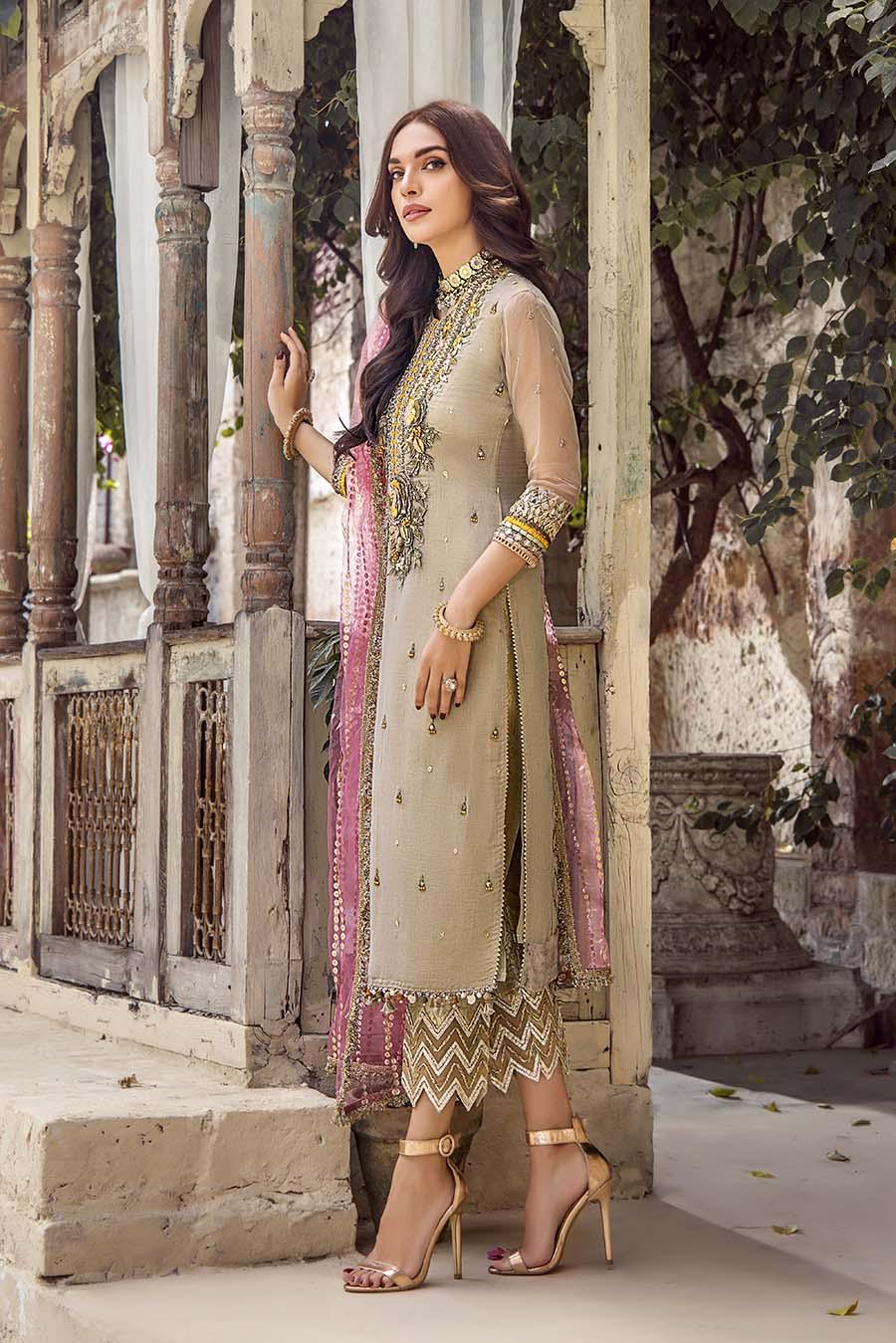 Khuda Baksh Gold-Brown Masuri Net Suit (P-239)