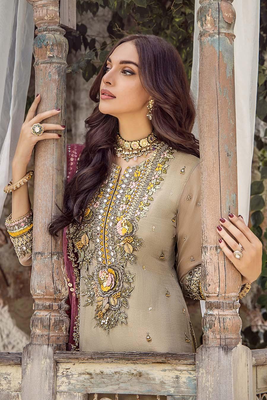 Khuda Baksh Gold-Brown Masuri Net Suit (P-239)