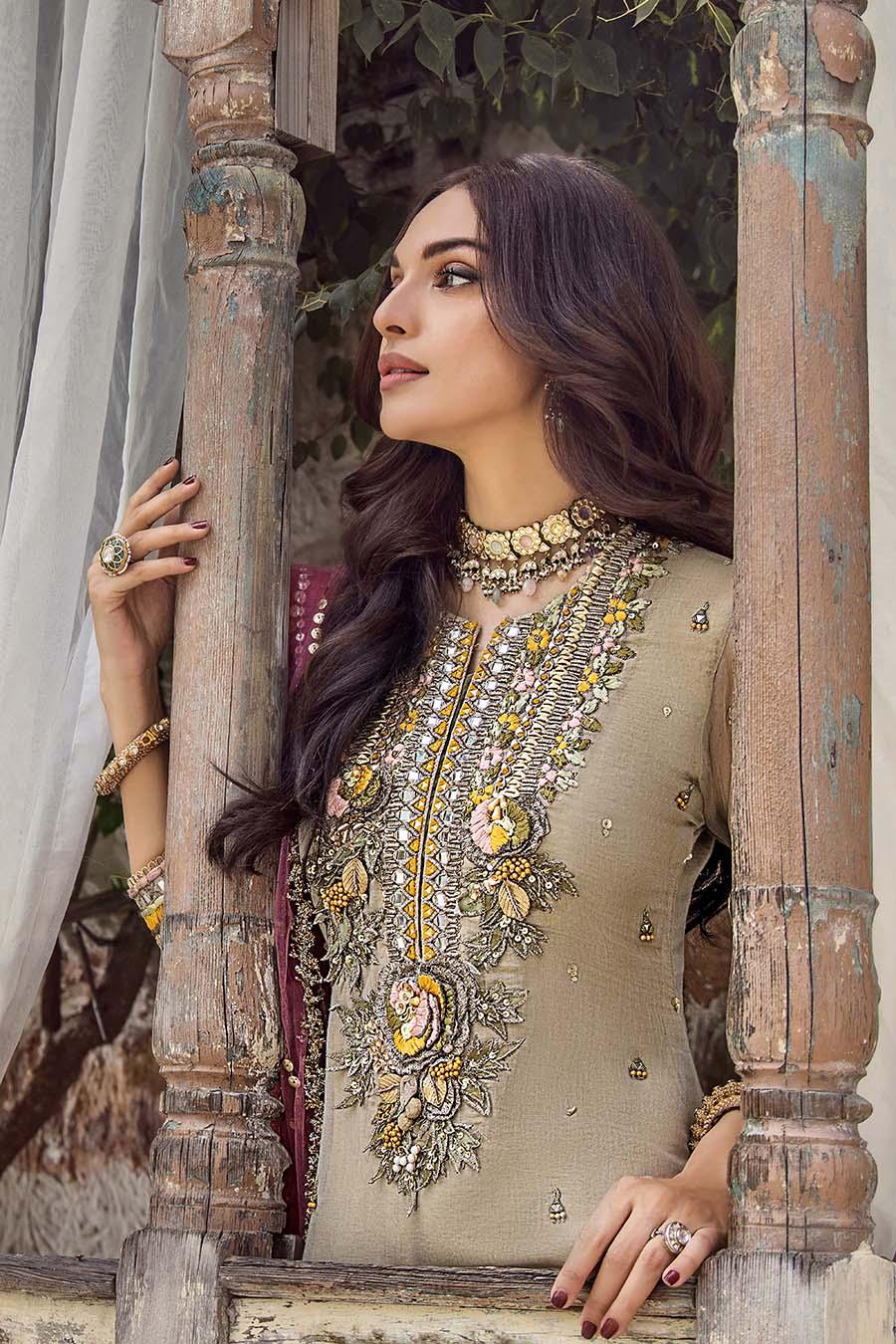 Khuda Baksh Gold-Brown Masuri Net Suit (P-239)