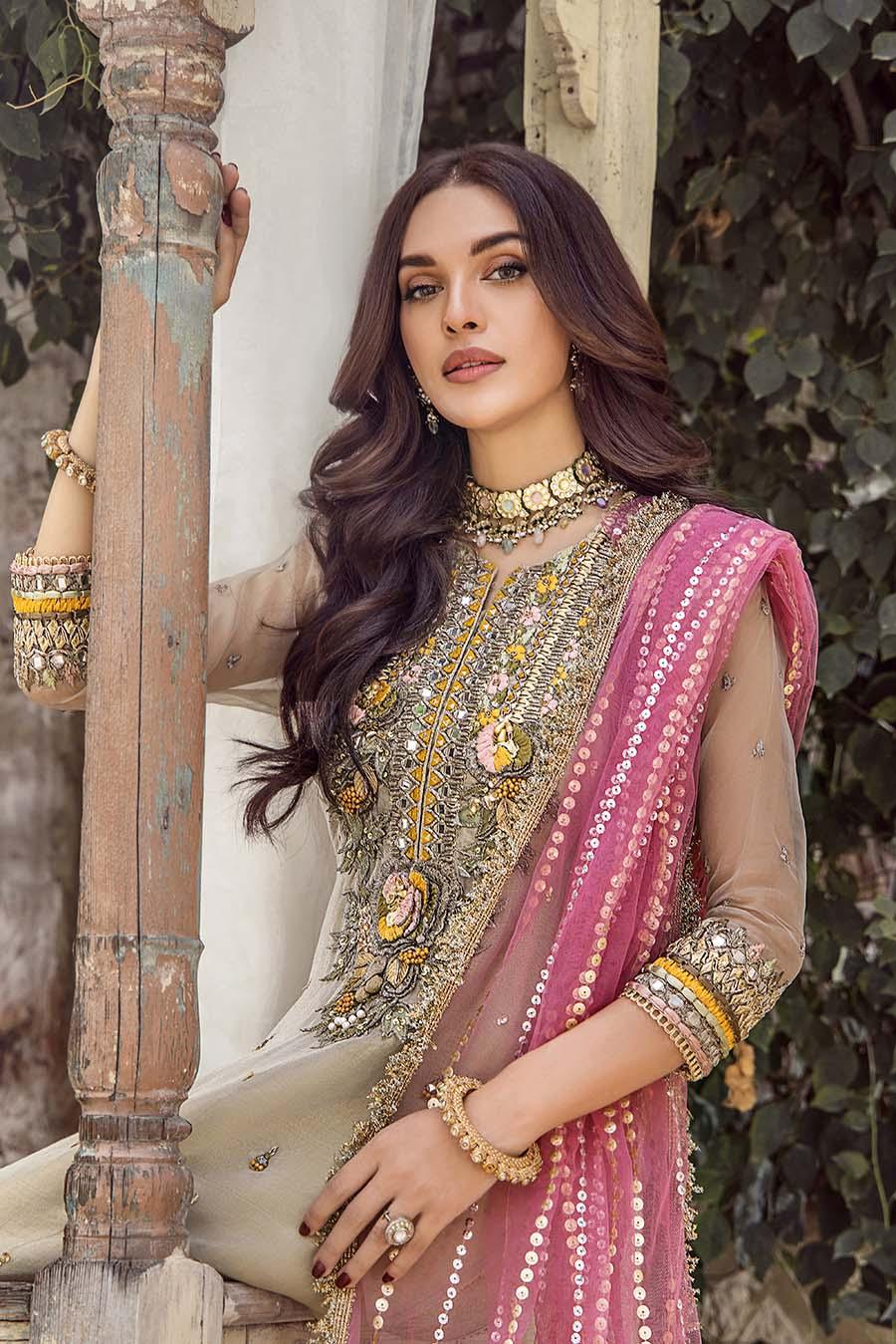 Khuda Baksh Gold-Brown Masuri Net Suit (P-239)