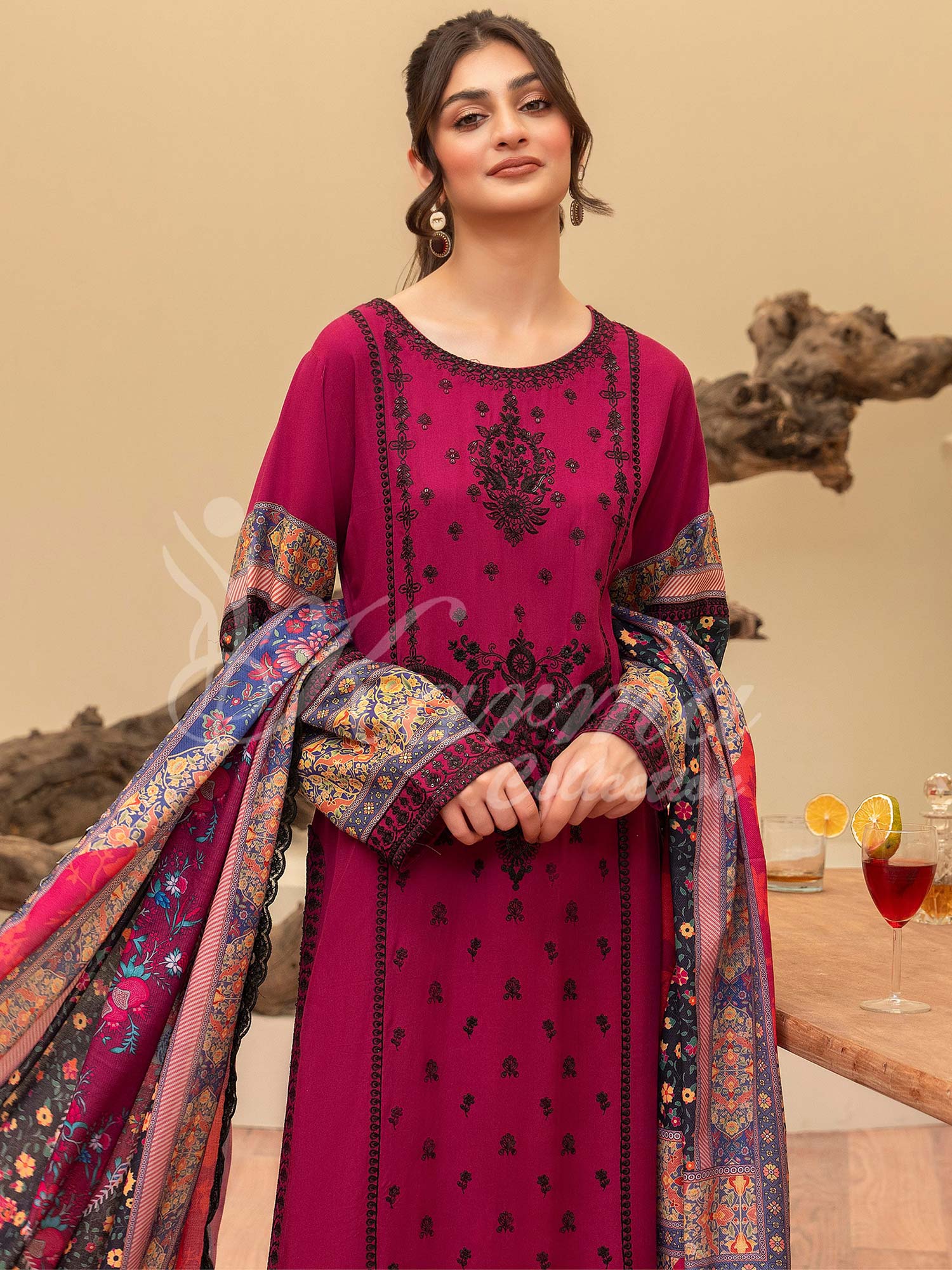 Karma Collection "Aangan" Winter Embroidered Suit (KC1401)