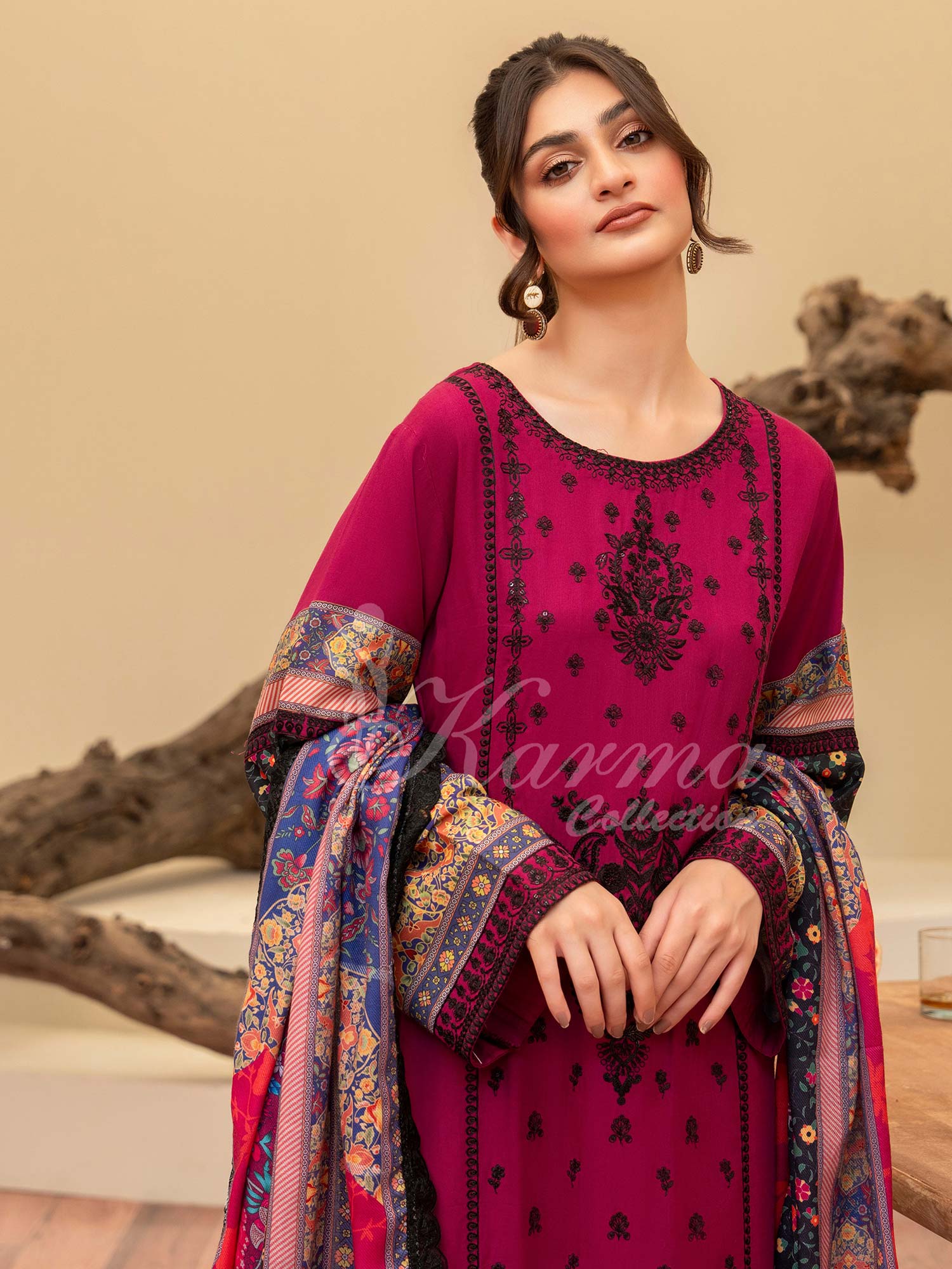 Karma Collection "Aangan" Winter Embroidered Suit (KC1401)