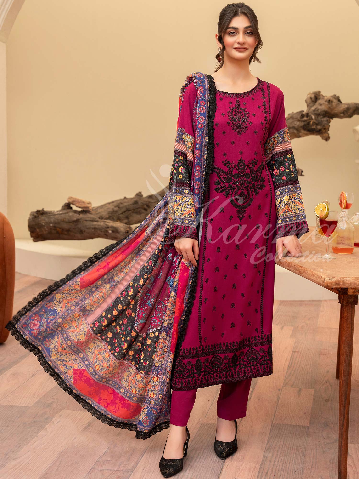 Karma Collection "Aangan" Winter Embroidered Suit (KC1401)