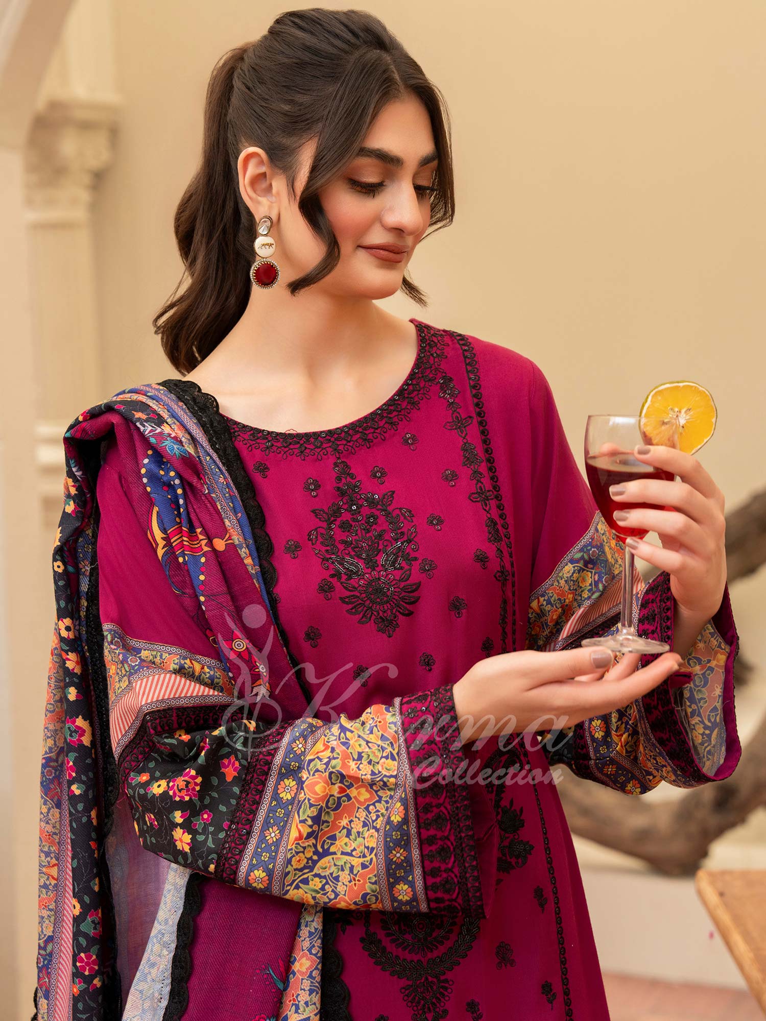 Karma Collection "Aangan" Winter Embroidered Suit (KC1401)