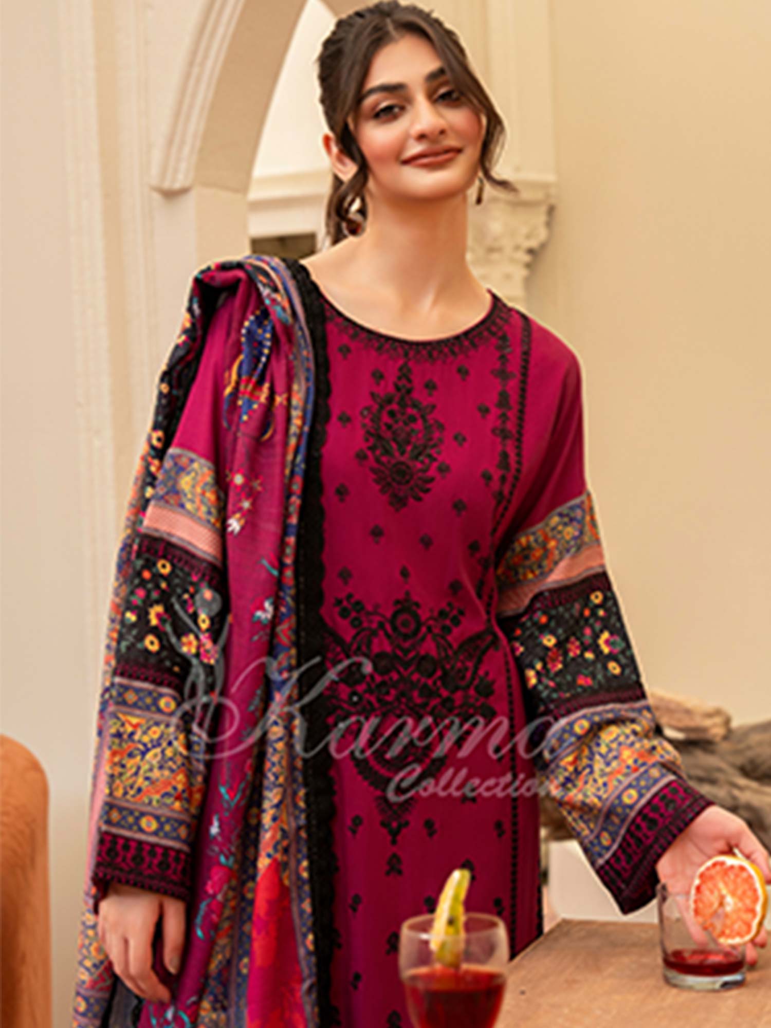 Karma Collection "Aangan" Winter Embroidered Suit (KC1401)