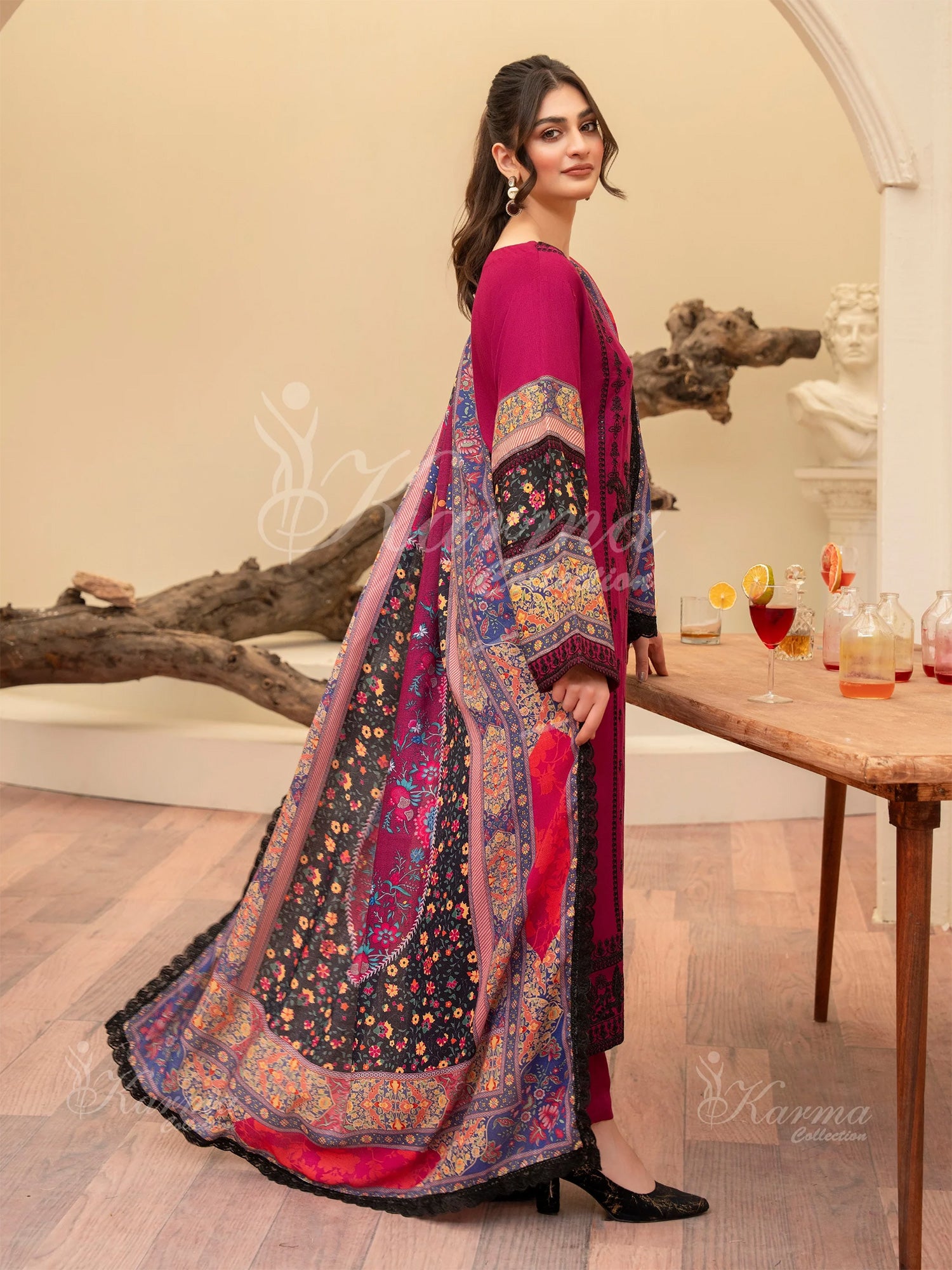 Karma Collection "Aangan" Winter Embroidered Suit (KC1401)