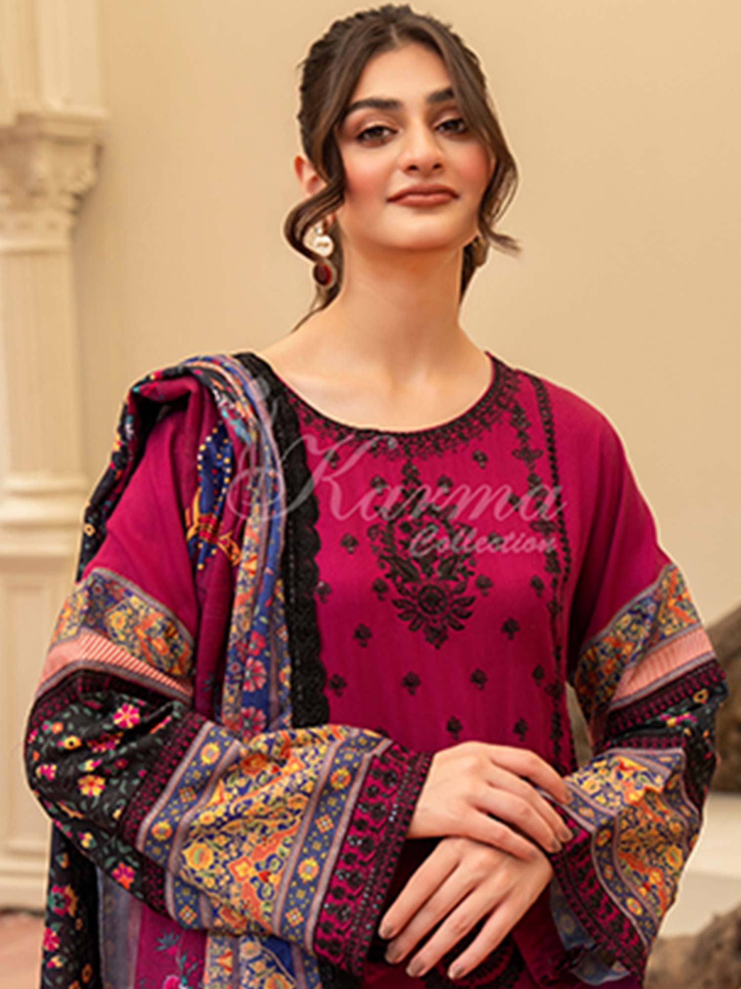 Karma Collection "Aangan" Winter Embroidered Suit (KC1401)