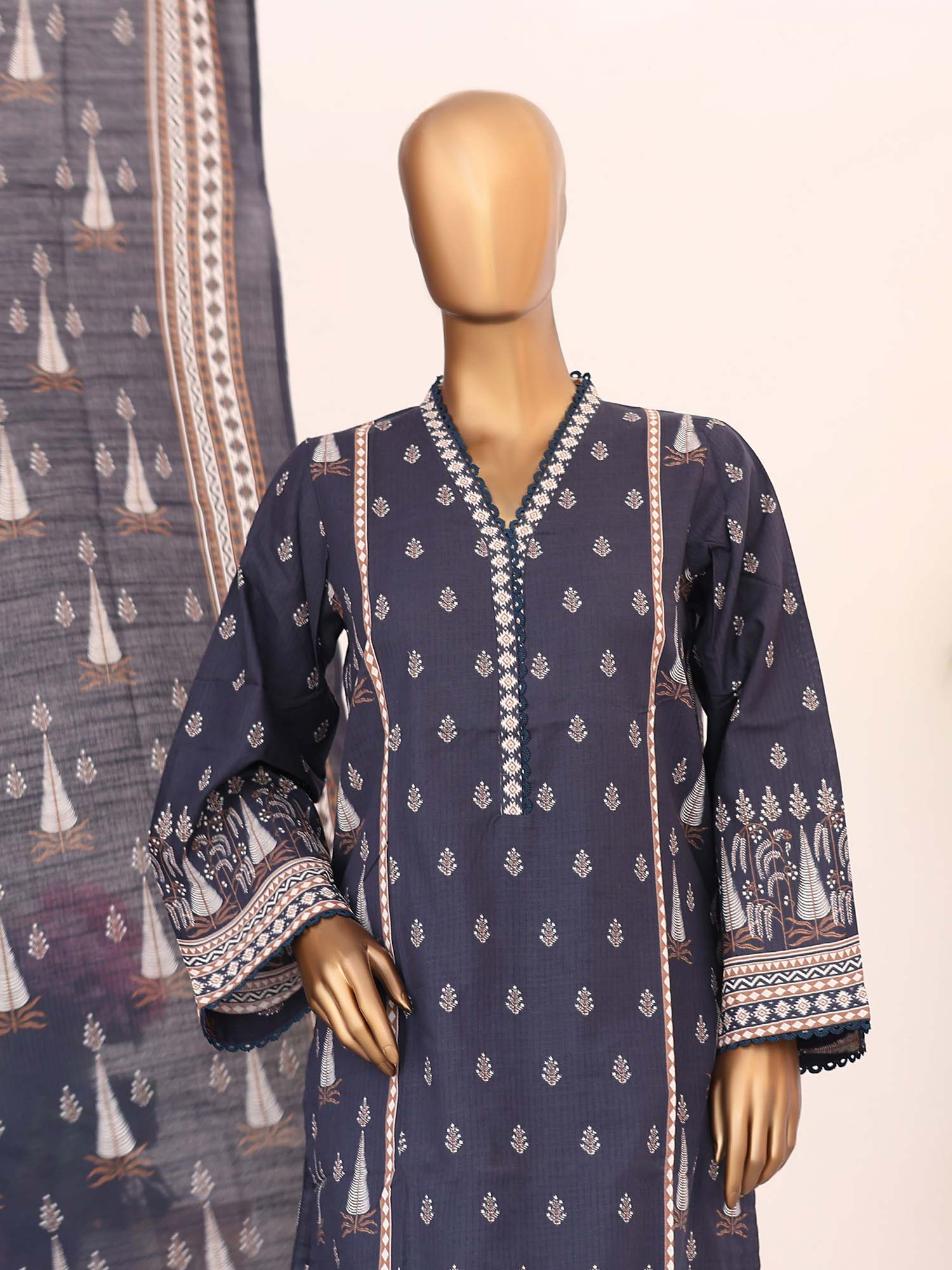 Bin Saeed Winter Khaddar Navy 3-Piece Suit