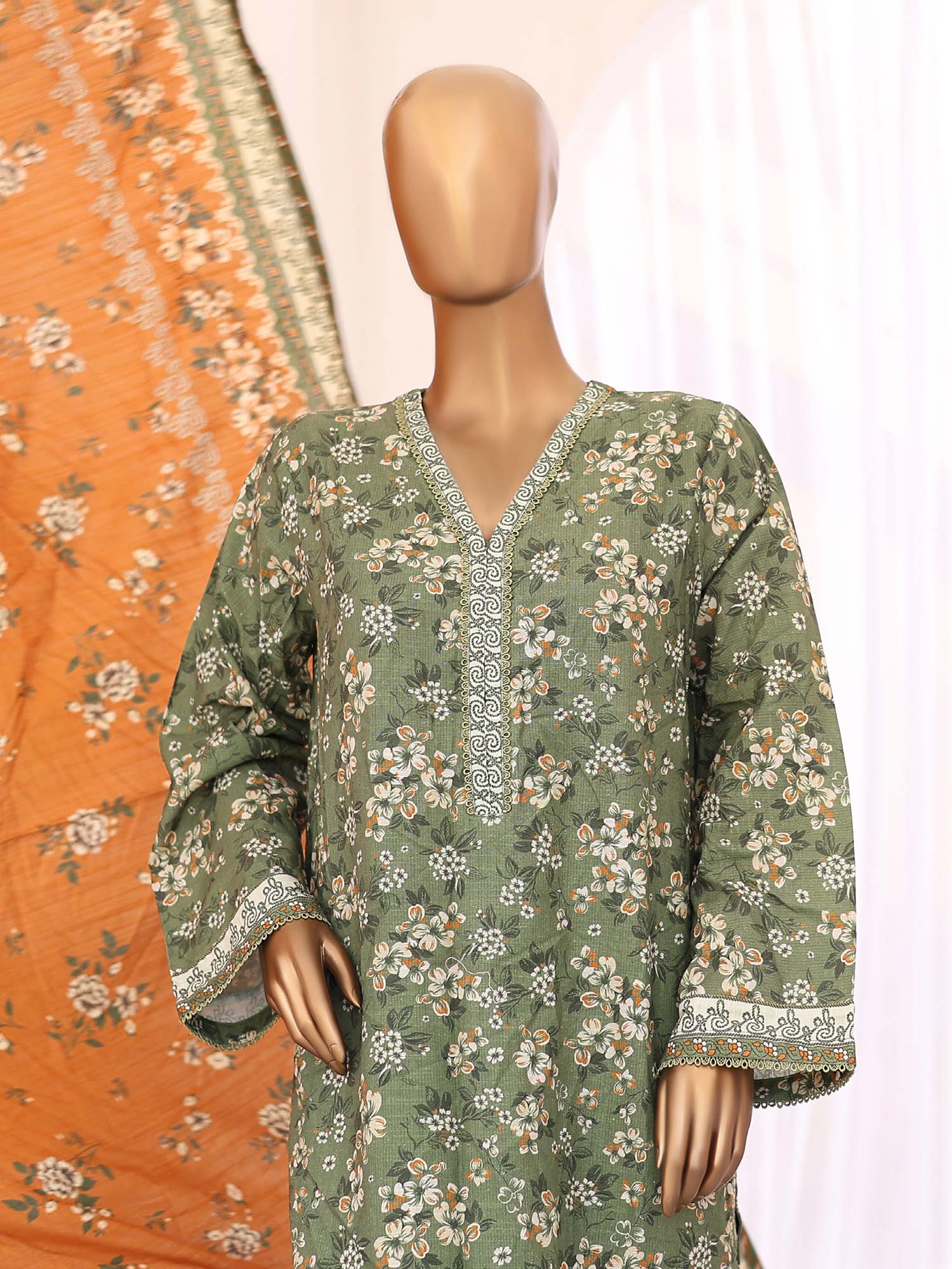 Bin Saeed Winter Khaddar Green 3-Piece Suit