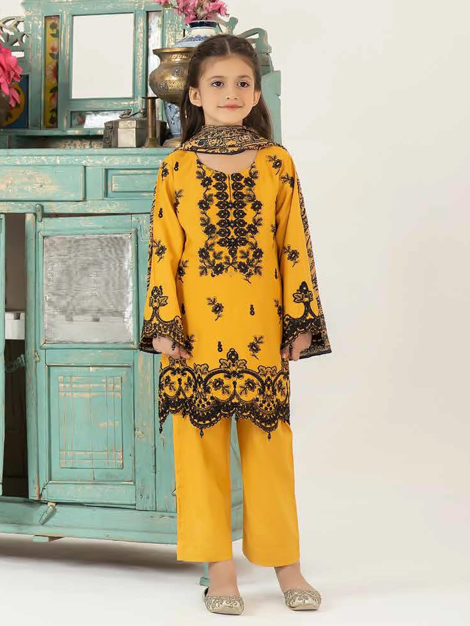 Ally's "Mummy & Me" Mustard Dhanak Suit (DNK-27)