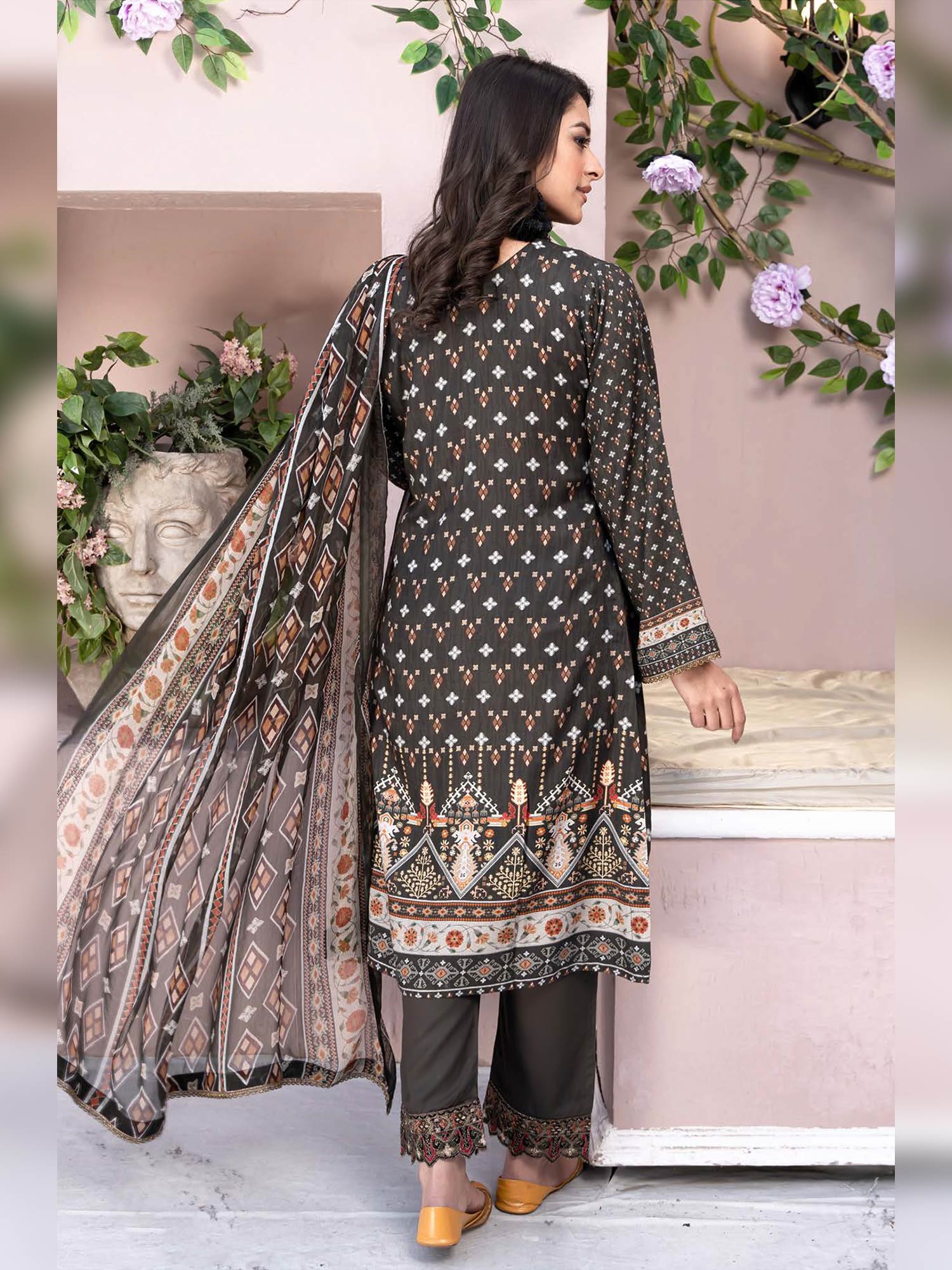 Munira Jacquard Linen Dark Brown Suit (MSL-04)