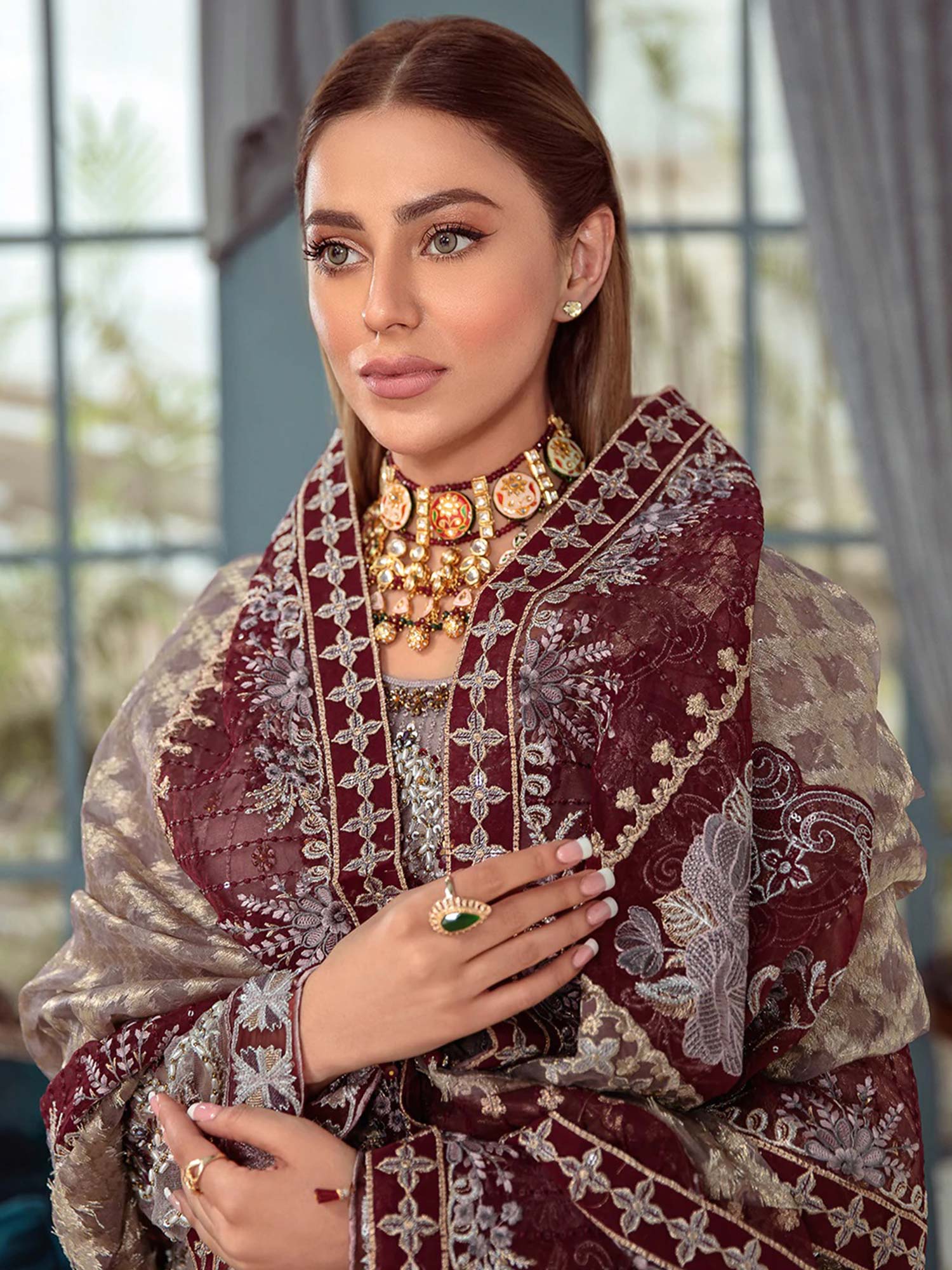 Ramsha Mauve Luxury Wedding Embroidered Suit