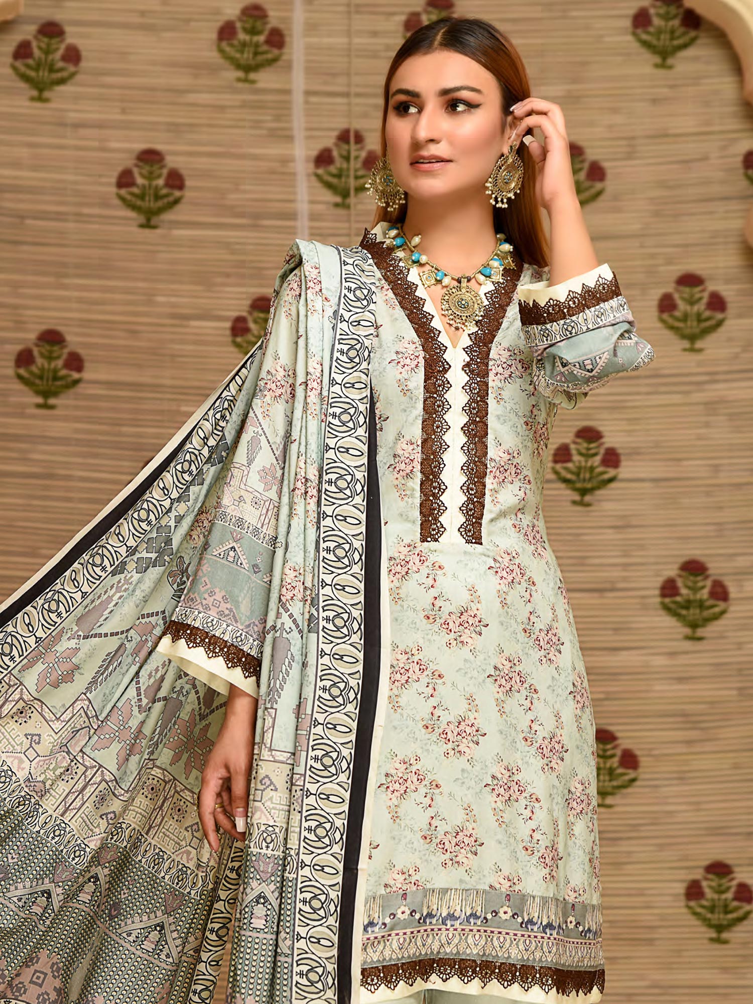 Munira Light Green Winter Linen Suit (MSL-09)