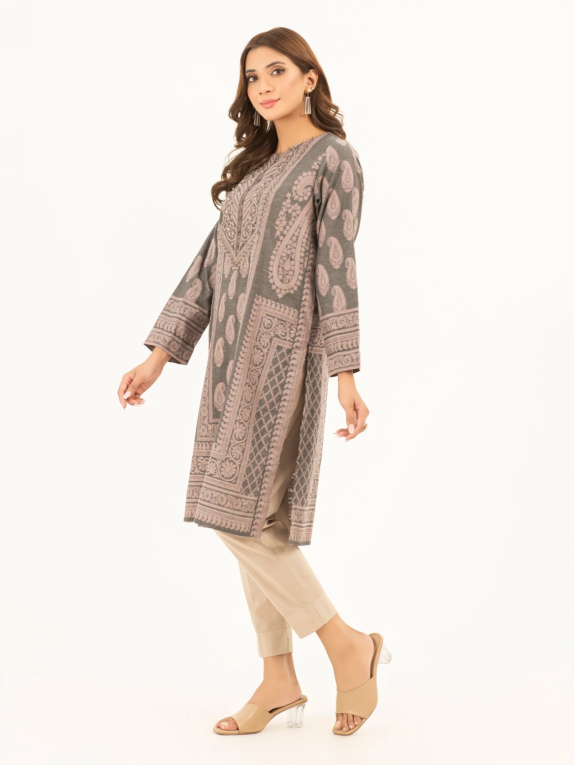 Limelight Grey Jacquard Khaddar Shirt (P4246SH)