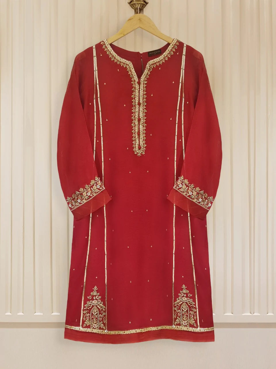 Agha Noor Red Pure Cotton Net Shirt