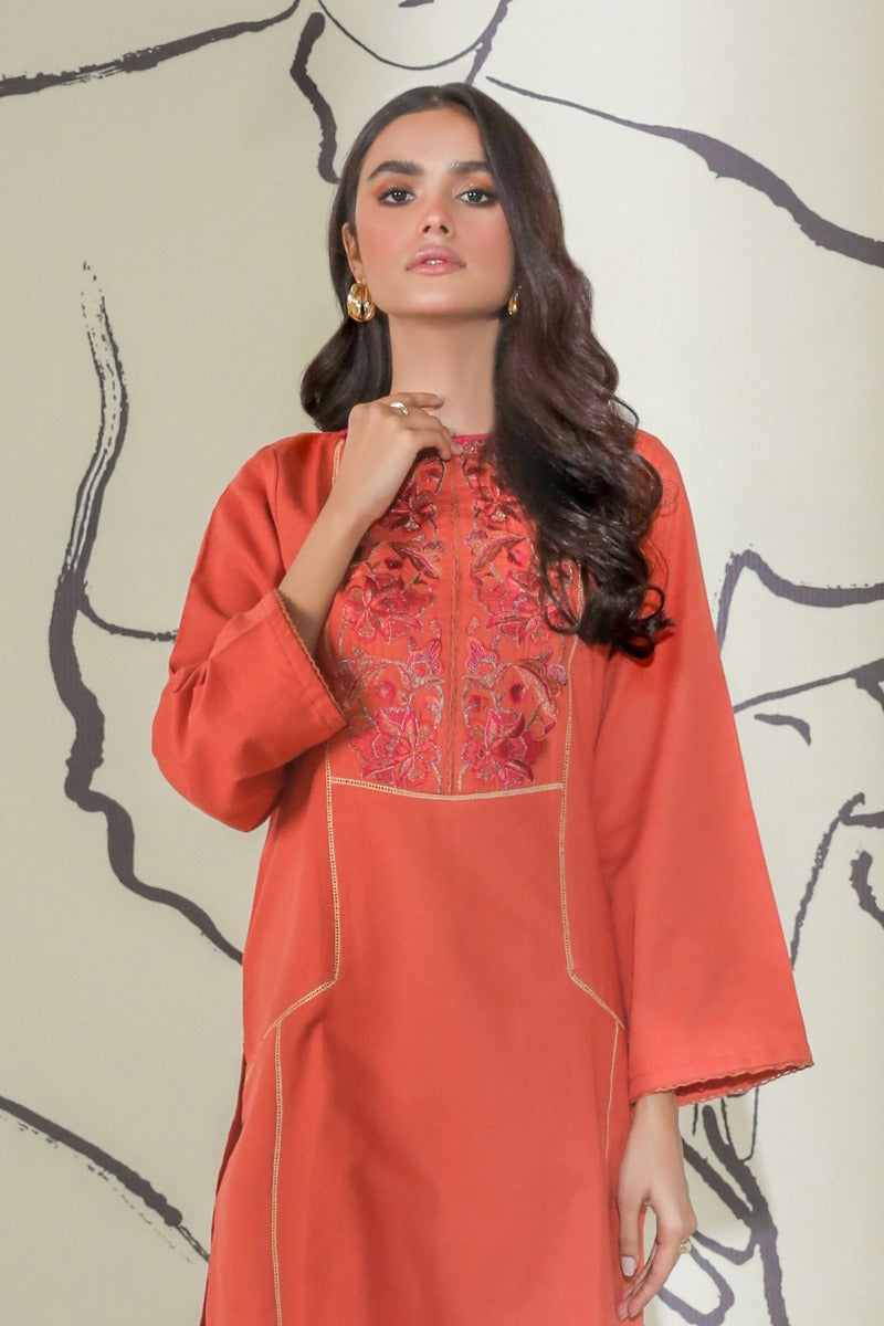 Sana Safinaz Orange Embroidered Shirt