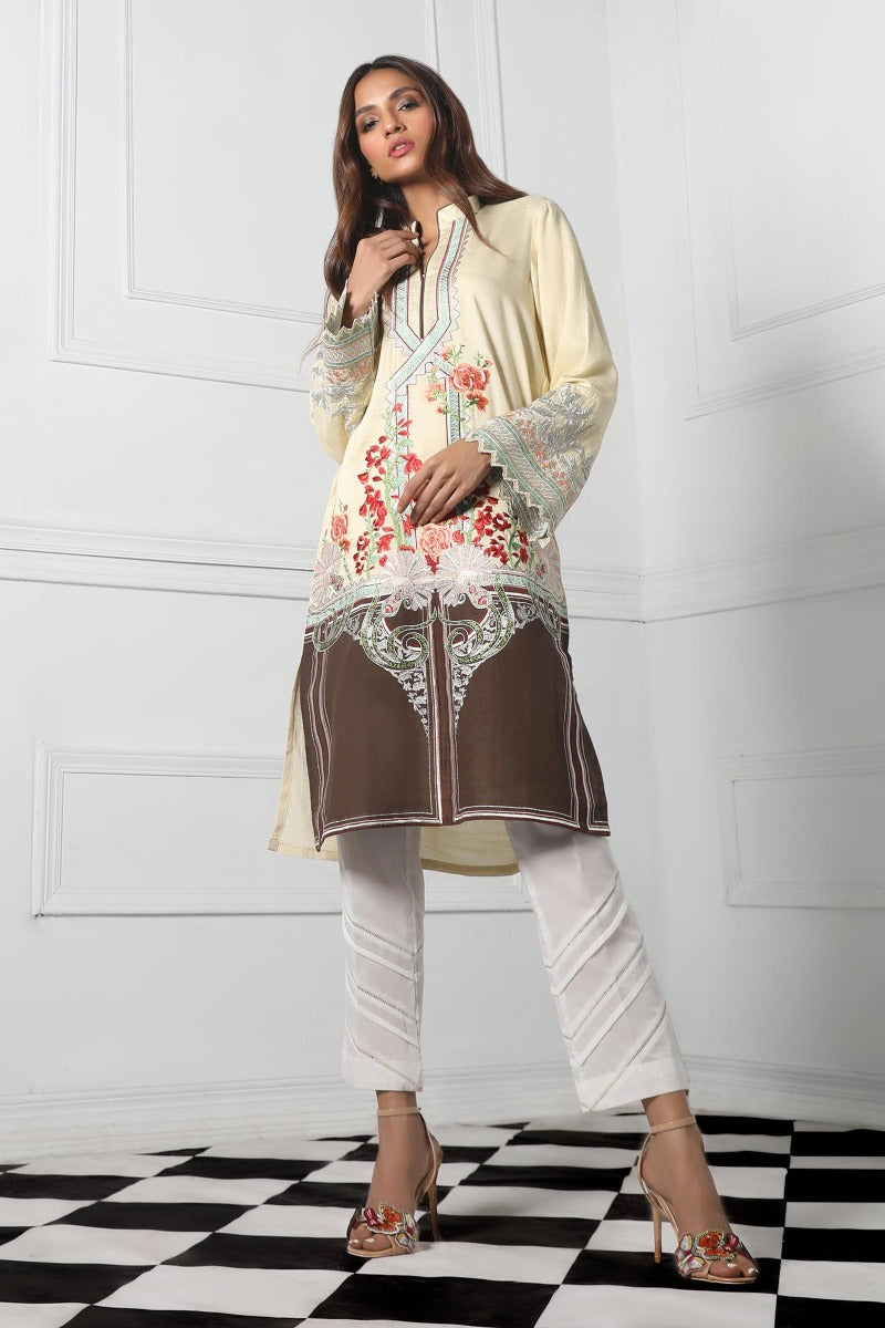 Sana Safinaz Off-White and Green Shirt