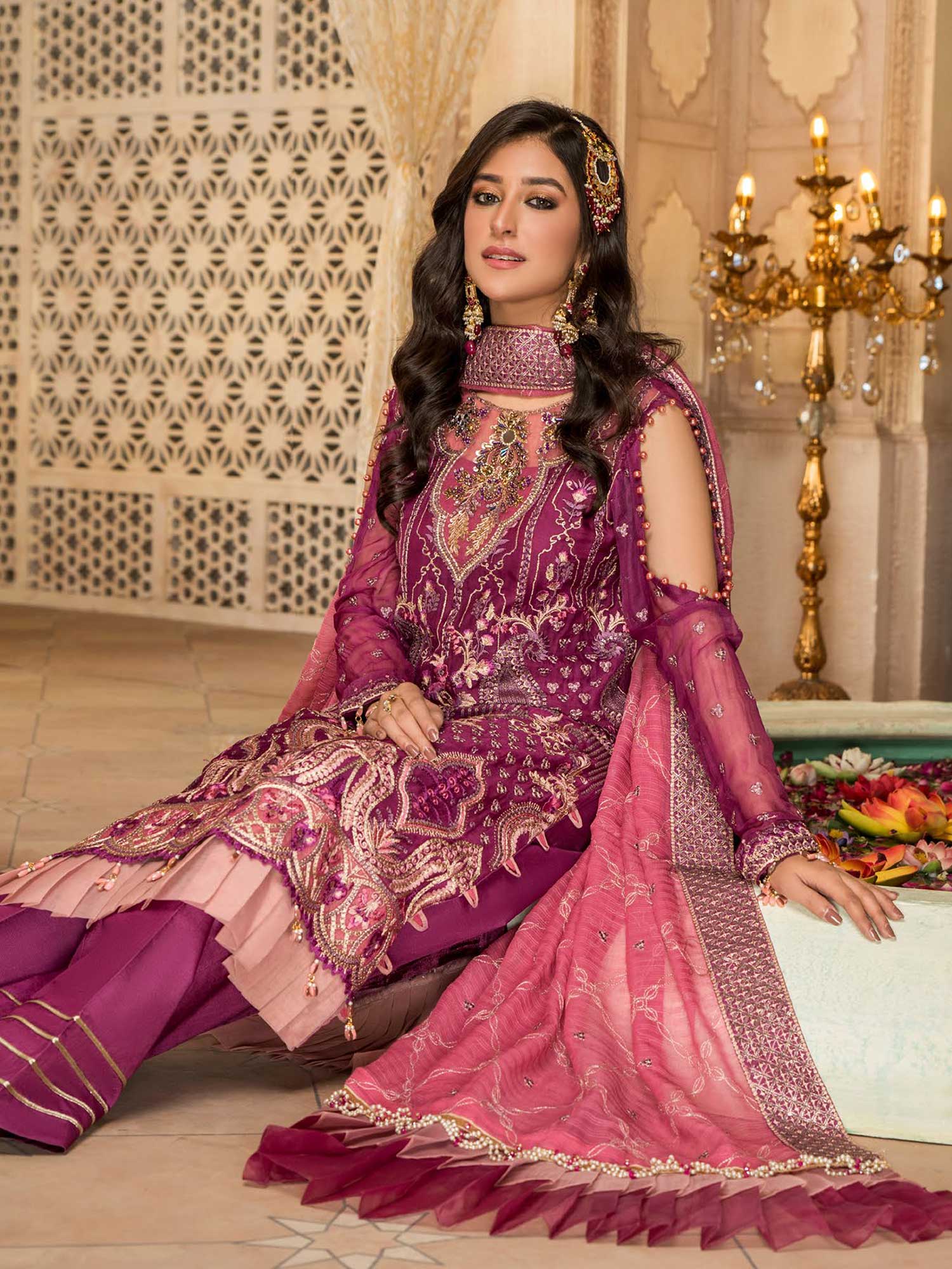 Maryam s Magenta Luxury Chiffon Suit PRET Premium Collection MOMINA Designer Outfit Collection